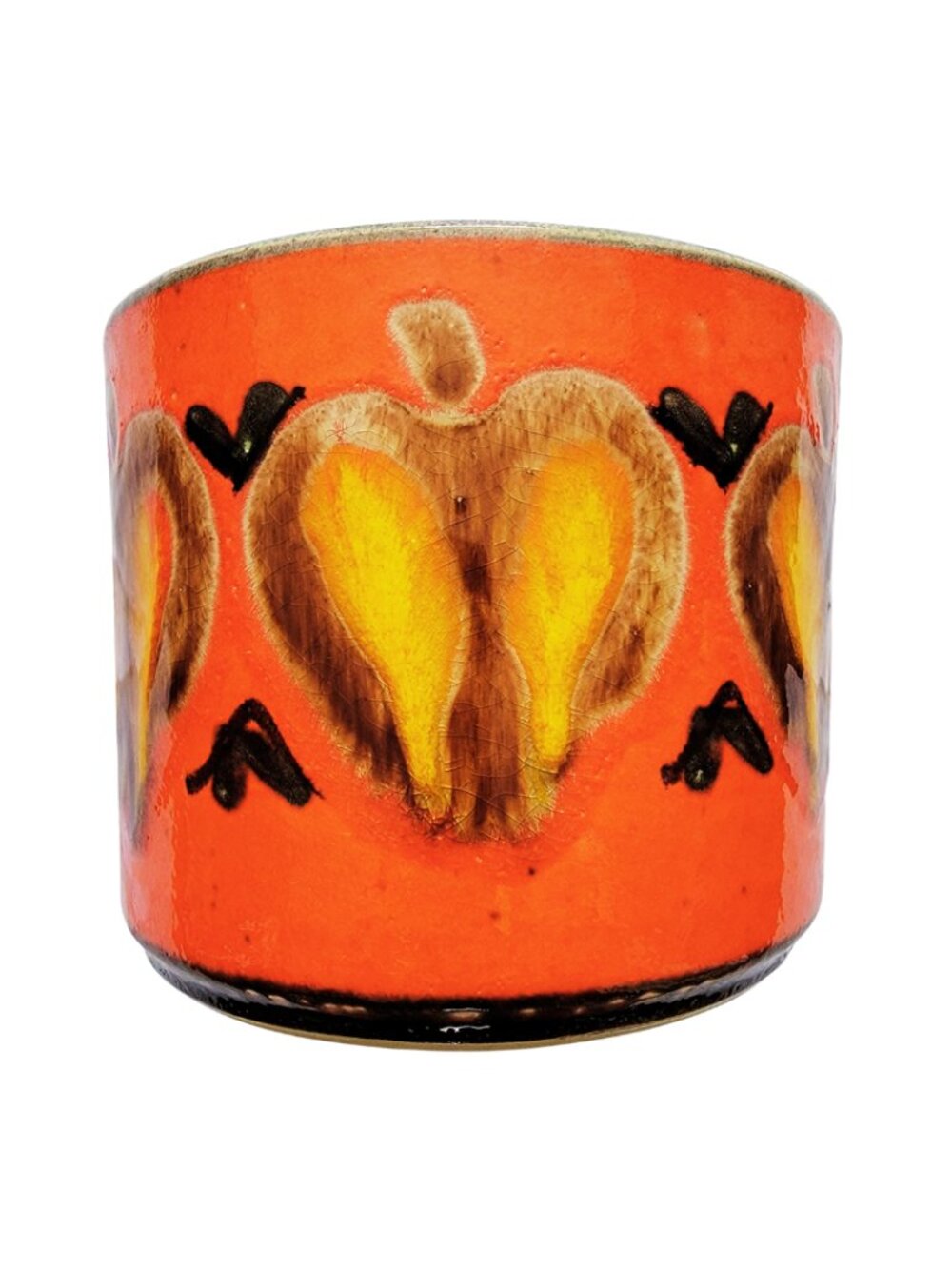 Vintage West Germany Spara Keramik Orange, Black & Yellow Planter (EUC)
